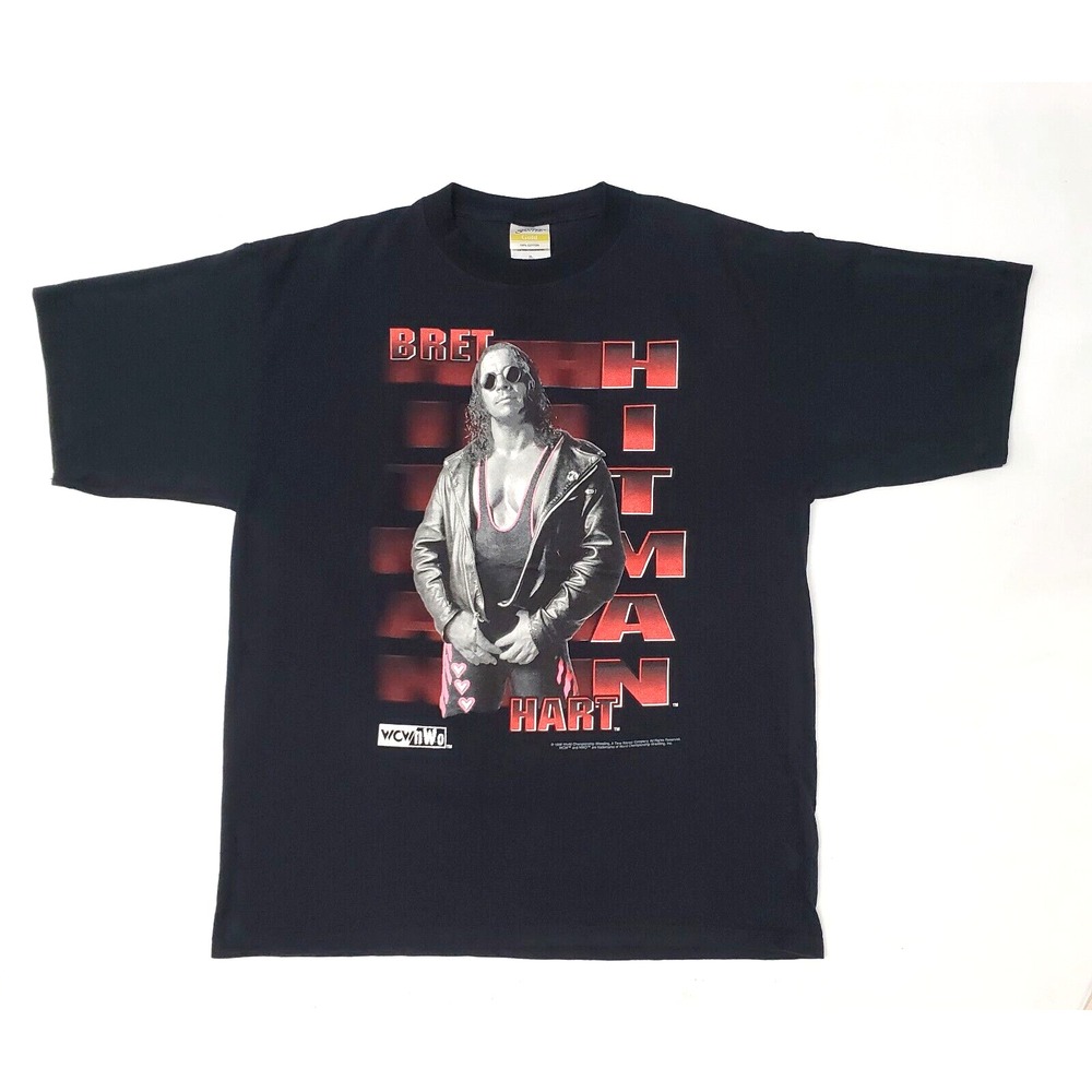 Vintage 1998 Bret The Hitman Hart WCW NWO Adult Black  t-shirt tee size XL